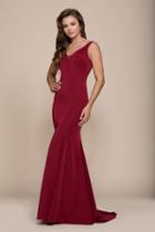 Nox Anabel - C001 Bejeweled Illusion Inset Plunging V-neck Gown