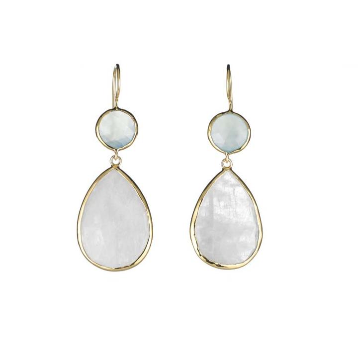 Margaret Elizabeth - 2 Stone Drops Aqua Chalcedony & Moonstone