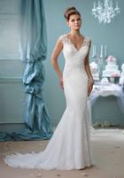 Enchanting By Mon Cheri - 116132 Lace Scalloped V-neck Trumpet Dress