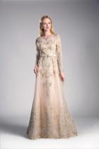 Cinderella Divine - Long Sleeved Embroidered Gown With Belt