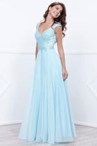 Nox Anabel - Elegant Sleeveless V-neck Long A-line Dress 8302