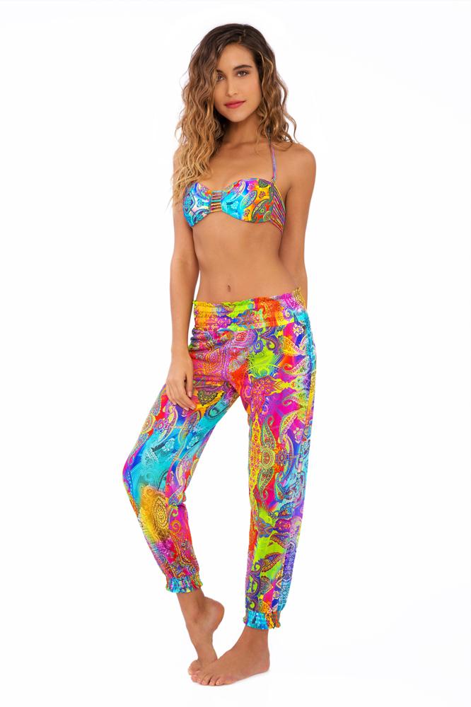 Luli Fama - Barefoot & Free Smocked Gipsy Pant In Multicolor (l492837)