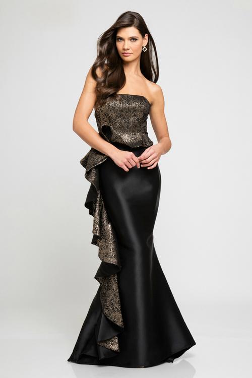 Terani Evening - 1721e4120 Strapless Gown With Ruffled Side Panel