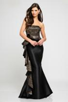 Terani Evening - 1721e4120 Strapless Gown With Ruffled Side Panel