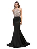 Dancing Queen - Bead-crusted Prom Dress With A Teardrop Cutout 9706