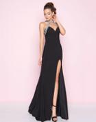 Mac Duggal - 77416l Beaded Choker Neck Jersey Fitted Gown