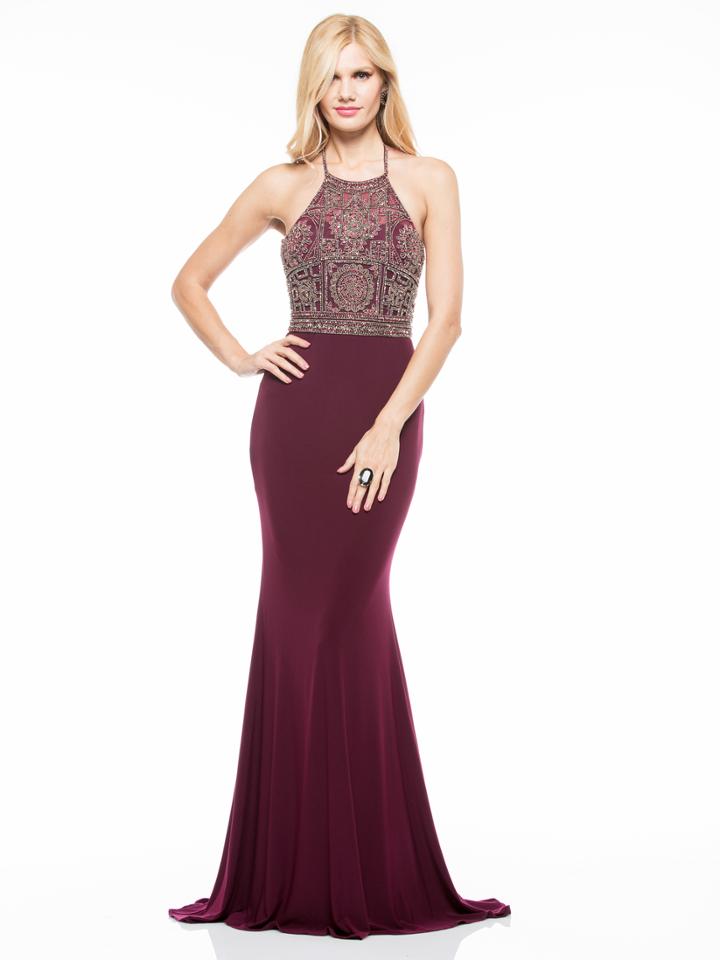 Colors Dress - 1908 Intricate Metallic High Halter Mermaid Gown
