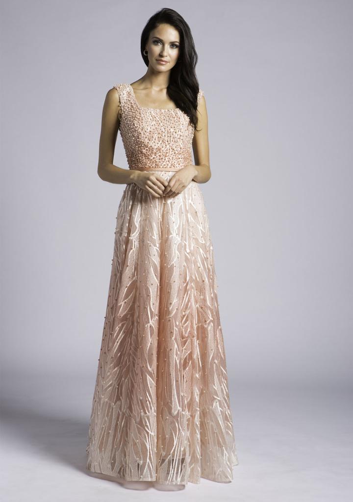 Lara Dresses - 33594 Embellished Square Neck A-line Dress