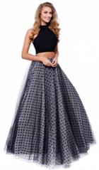 Nox Anabel - Two-piece Halter Polka Dot Printed Gown 8204