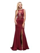 Dancing Queen - Pretty Sheer Mesh Embellished Bodice Long Prom Dress 9791