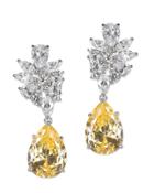 Cz By Kenneth Jay Lane - Canary Yellow Cluster Pear Drop Earring