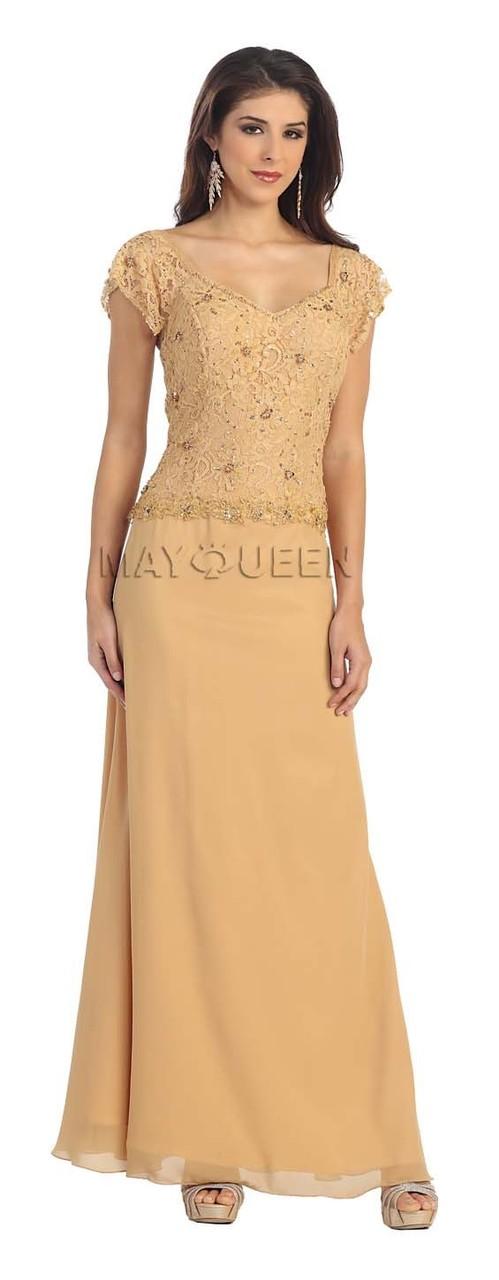 Classy Lace Top Chiffon Long Dress