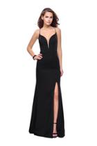La Femme - 25398 Plunging Sweetheart High Slit Jersey Gown