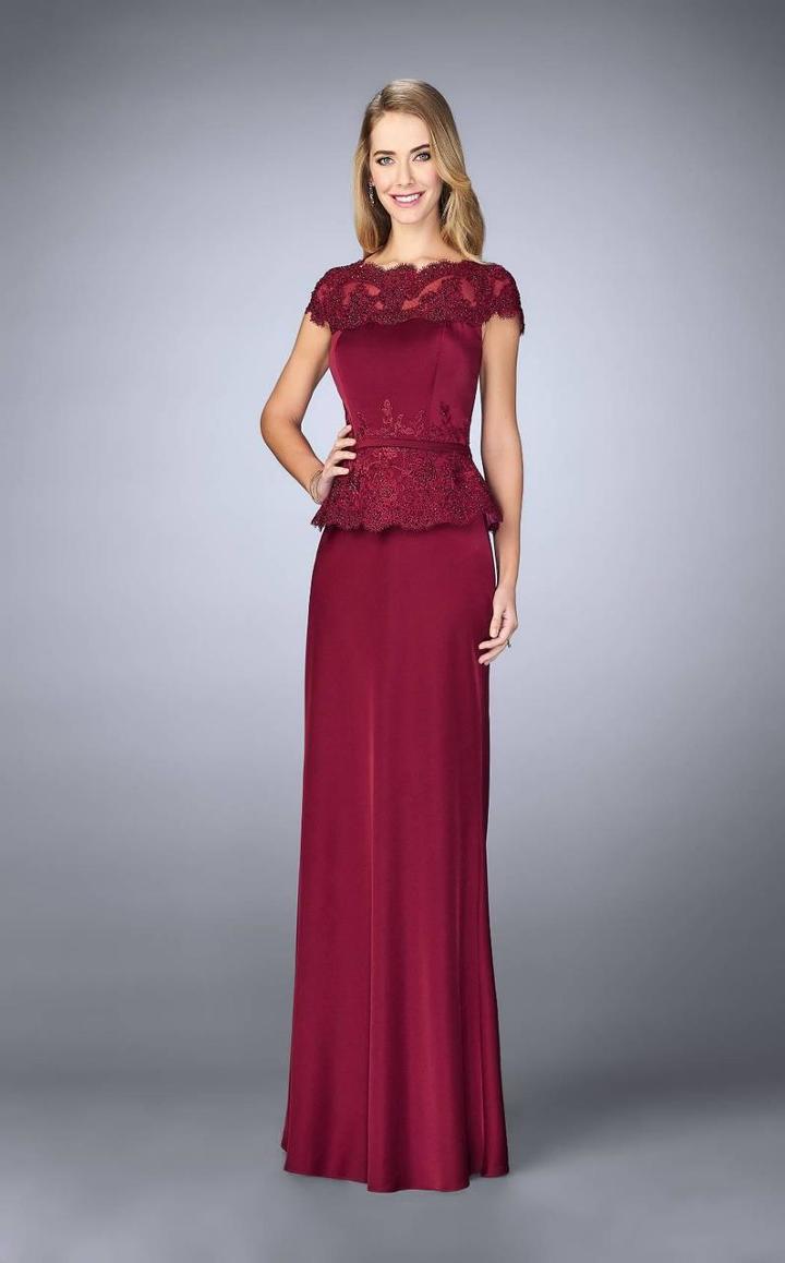 La Femme - 23444 Festooned Peplum Evening Gown