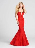 Ellie Wilde - Ew118036 Plunging Strapless Beaded Lace Trumpet Gown
