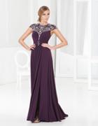 Terani Couture - Embellished Jewel Neck A-line Dress M3827w