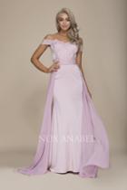 Nox Anabel - E014 Embellished Off-shoulder Sheath Dress