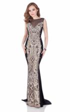 Terani Couture - Embroidered Deep V-neck Dress 1621e1445w