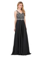 Dancing Queen - Bejeweled V-neck A-line Dress