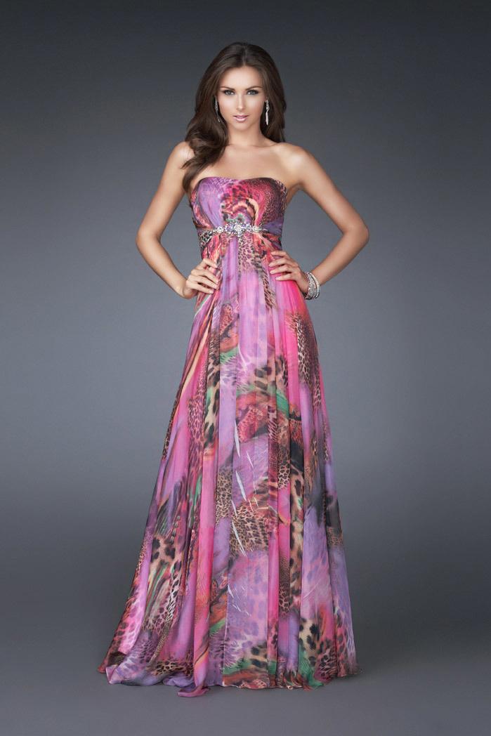 La Femme - Embellished Straight Neck A-line Dress 16373