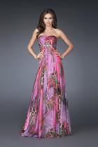 La Femme - Embellished Straight Neck A-line Dress 16373