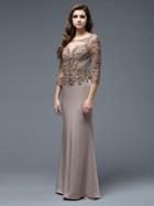 Marsoni By Colors - M188 Embellished Quarter Length Sleeves Dress