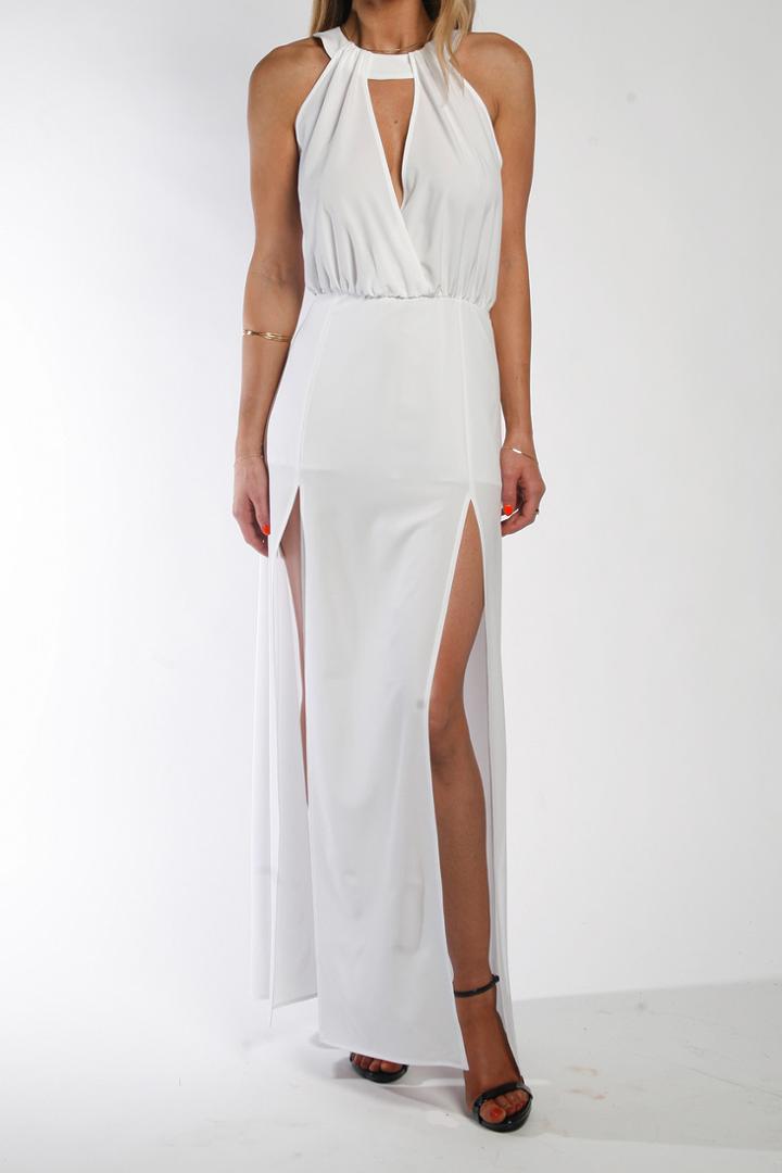 Donna Mizani - Draped Halter Gown In White