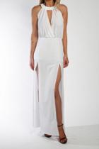 Donna Mizani - Draped Halter Gown In White
