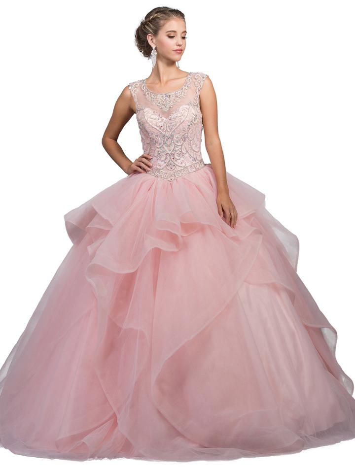 Dancing Queen - Embellished Illusion Scoop Ballgown