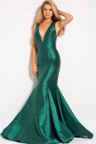 Jovani - Jvn60917 Plunging V-neck Ribbon Ornate Mermaid Gown