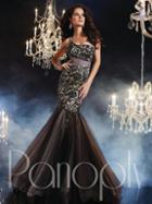 Panoply - Rhinestone Embellished One Shoulder Lace Evening Gown 44236