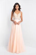 Blush - 11537 Crystal Adorned Flowing Chiffon Gown