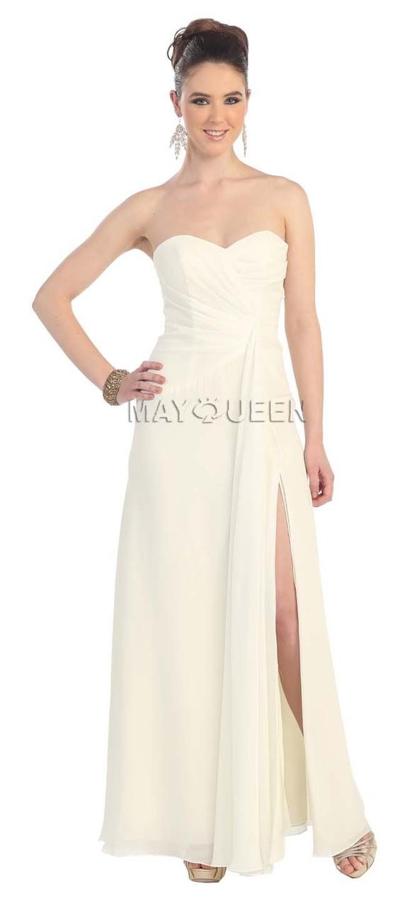 Strapless Sweetheart Evening Gown With Cascading Back Cape