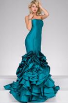 Jovani - 48200a Semi-sweetheart Ruffled Mermaid Dress