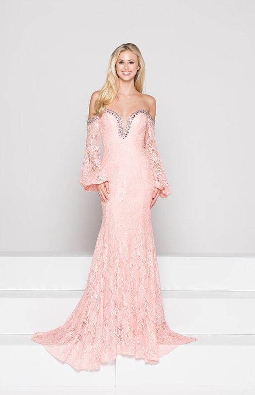 Colors Dress - 1854 Bishop Sleeve Off-shoulder Lace Gown