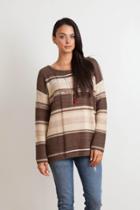 Goddis - Leah Stripe Pullover In Choco Puff