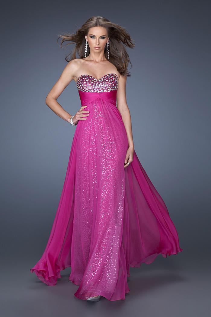 La Femme - 19543 Crystal Embellished Sweetheart Chiffon Dress