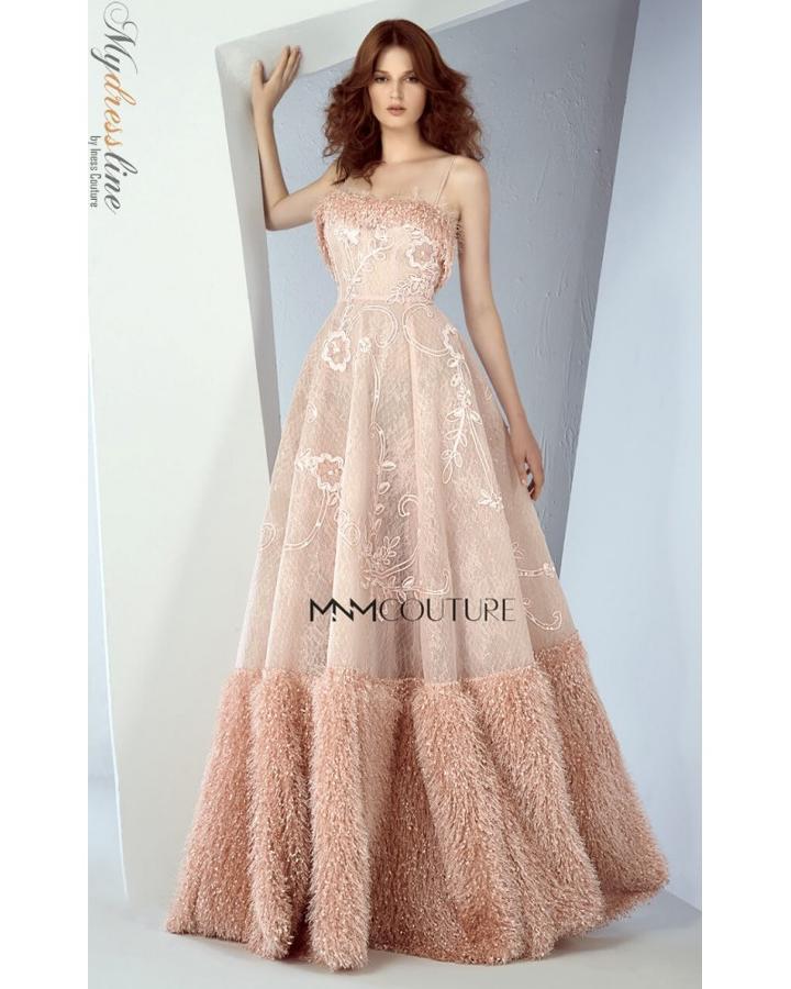 Mnm Couture - G0856 Fringe Semi-sweetheart A-line Dress