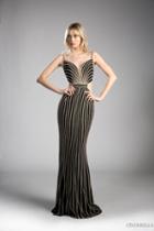 Cinderella Divine - Gilded Plunging V-neck Sheath Prom Dress