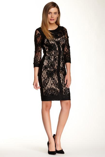 Sue Wong - Sue Wong - Ribbon Yarn Scoop Back Dress In Black/nude