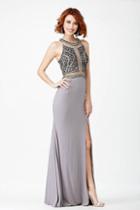 Jovani - Jvn29121 Crystal Embellished Sheer Slit Dress