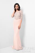 Terani Evening - 3/4 Sleeve Bateau Neck Beaded Mermaid Dress 1713m3461
