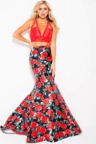 Jovani - Jvn59990 Deep V-neck Two-piece Mermaid Gown