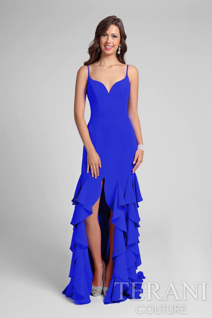 Terani Prom - Classy Sleeveless Sweetheart Fit And Flare Ruffled Dress 1712p2445