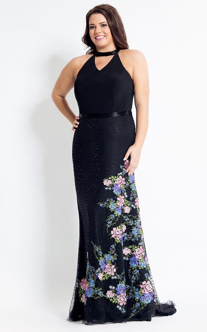 Rachel Allan Curves - 6318 Choker Neck Beaded Mermaid Gown