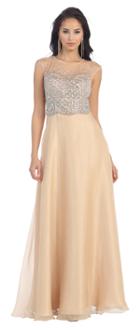 May Queen - Mq1175 Accented Sheer Jewel A-line Dress