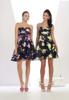 May Queen - Mq1404 Strapless Floral Print Cocktail Dress