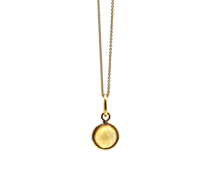 Tresor Collection - Citrine Simple Round Pendant In 18k Yellow Gold
