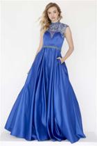 Jolene Collection - 18016l Crystal Embellished High Neck Evening Gown