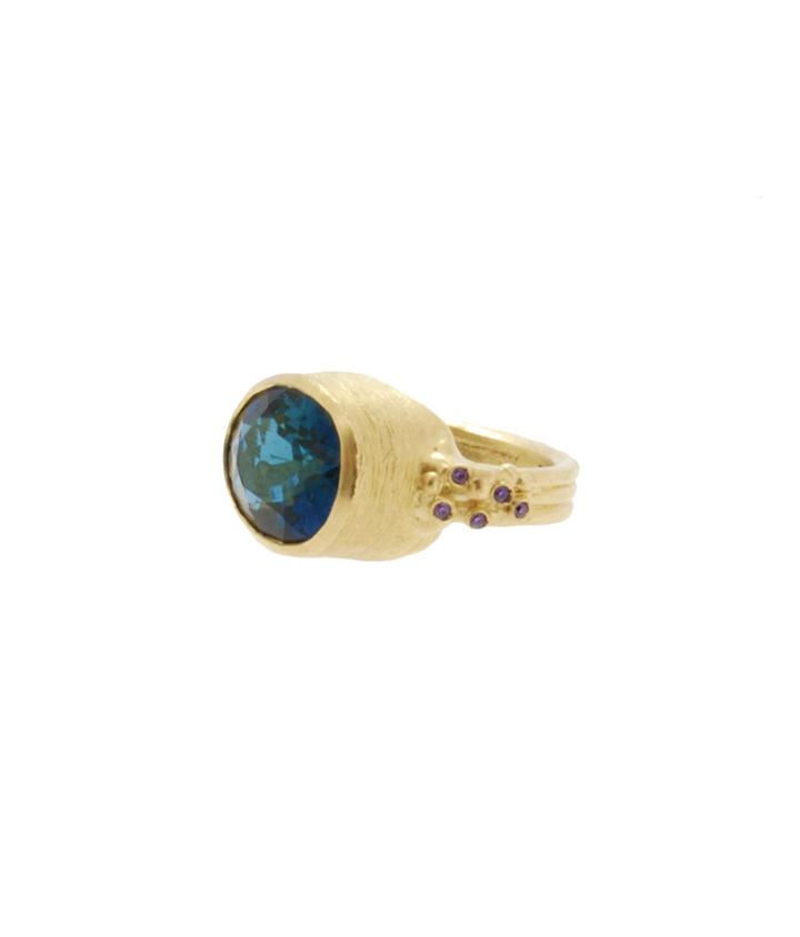 Lori Kaplan Jewelry - Gold Royal Blue Topaz Cocktail Ring